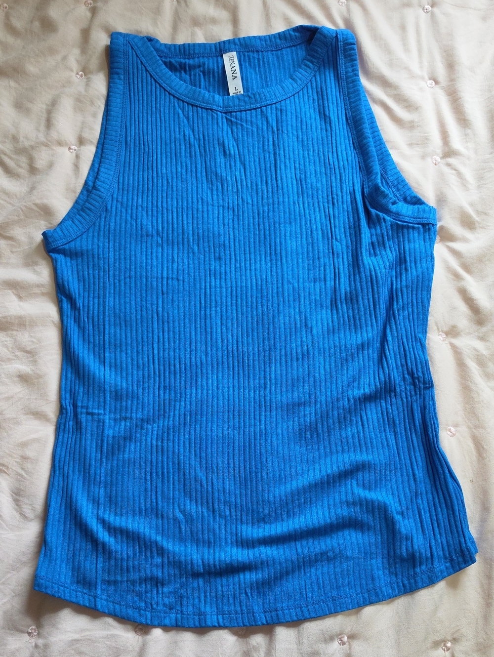 Zenana Outfitters Bright Blue Ribbed Tank Top
